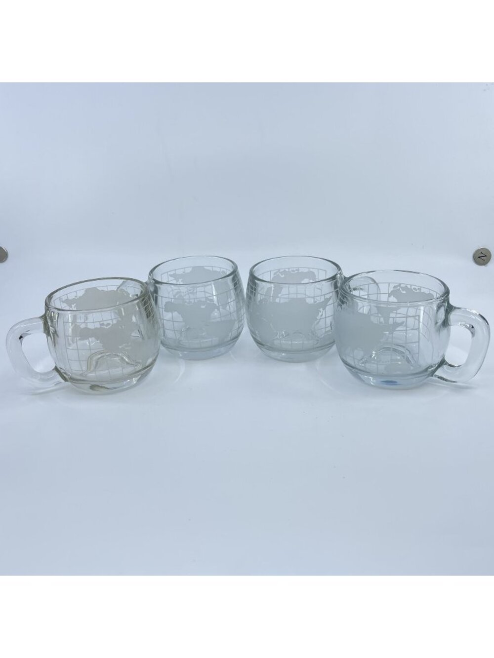vintage nestlé nescafe coffee mugs with etched glass world map set of 4